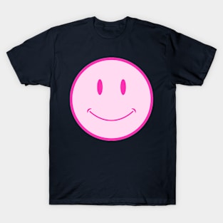 Pink Smiley Face Fuchsia Outline T-Shirt